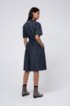 Stand-collar shirt dress in Italian denim, Dark Blue