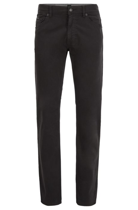 Regular-fit jeans in satin-touch stretch denim, Black