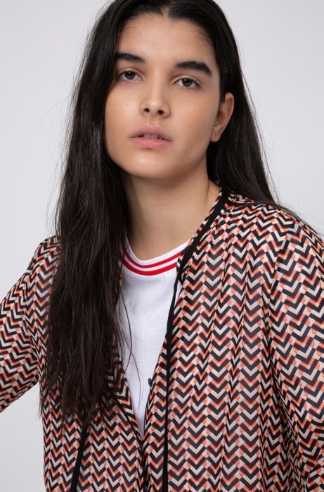 Chiffon blouse with 70s-inspired micro print, Patterned