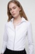 Slim-fit blouse in stretch cotton with piping details, White
