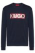 Cotton sweatshirt with chevron-print logo, Dark Blue