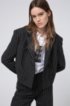 Relaxed-fit cropped jacket with vertical stripe, Black