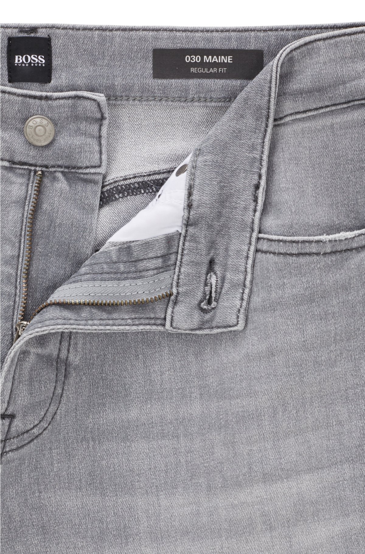 forskellige hale Afbestille BOSS - Regular-fit jeans in grey super-stretch denim