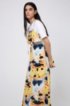 Tie-dye midi dress with volant detail, Yellow