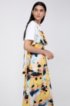 Tie-dye midi dress with volant detail, Yellow