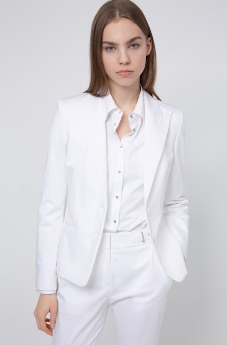Regular-fit jacket in stretch cotton, White