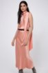 Tie-neck evening dress in lustrous fabric, Light Orange