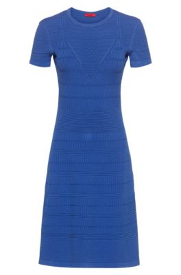 Super-stretch knitted dress with mixed 
