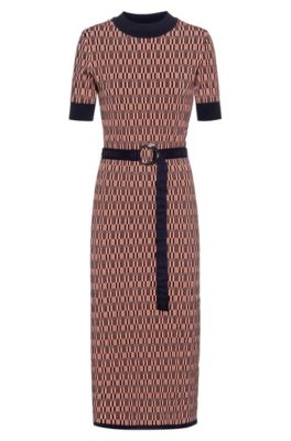 Slim-fit knitted dress with all-over pattern, Patterned