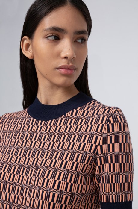 Slim-fit knitted dress with all-over pattern, Patterned