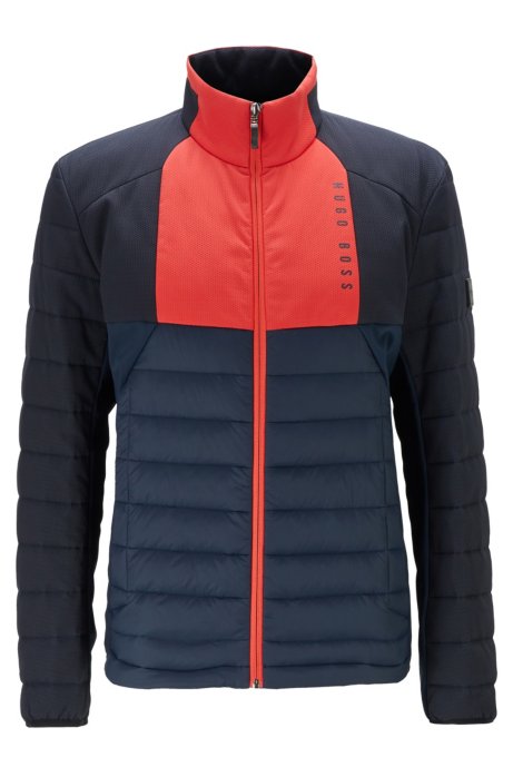 Water-repellent down jacket with contrast panels, Dark Blue