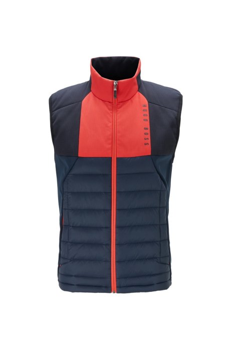 Water-repellent gilet with colour-block panelling, Dark Blue