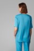 Regular-fit blouse in silk-blend crepe de Chine, Turquoise
