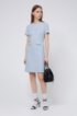 Short-sleeved dress in a patterned stretch-cotton blend, Light Blue
