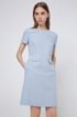 Short-sleeved dress in a patterned stretch-cotton blend, Light Blue