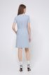Short-sleeved dress in a patterned stretch-cotton blend, Light Blue