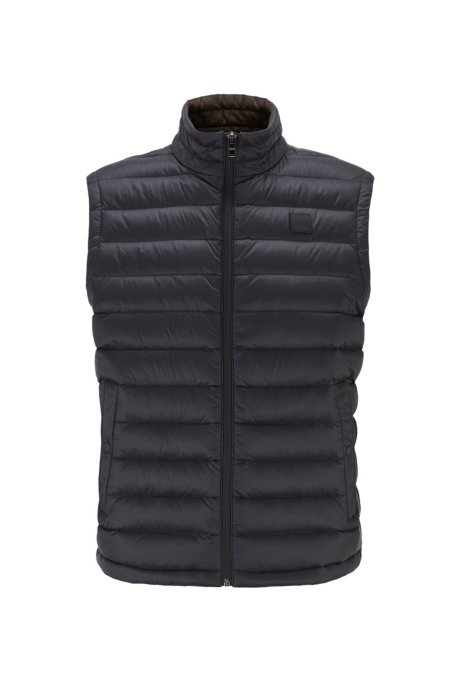 Packable down gilet in water-repellent fabric, Black