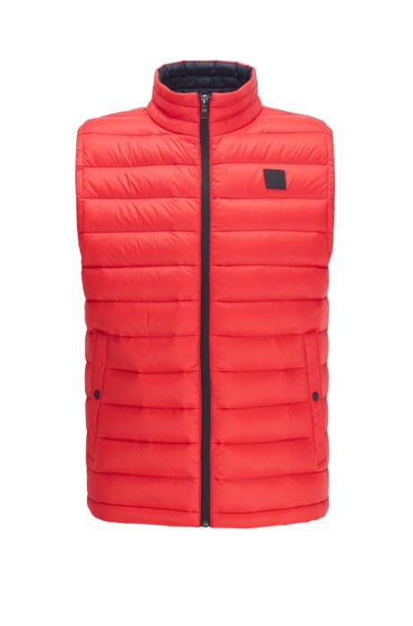 Packable down gilet in water-repellent fabric, Red