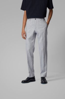 BOSS - Slim-fit trousers in a linen blend