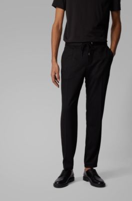 black pinstripe casual trousers