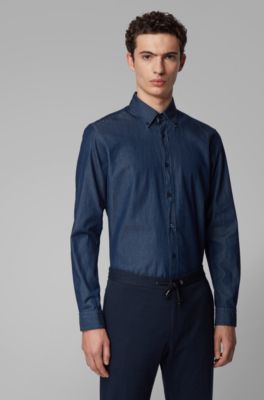 hugo boss mens denim shirt