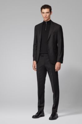 BOSS - Micro-patterned slim-fit suit in 