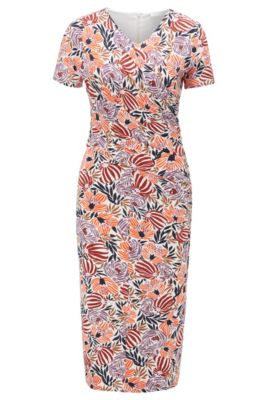 BOSS - Floral-print jersey dress with 