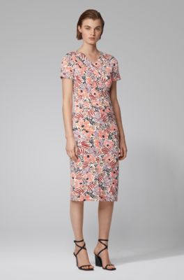 BOSS - Floral-print jersey dress with 