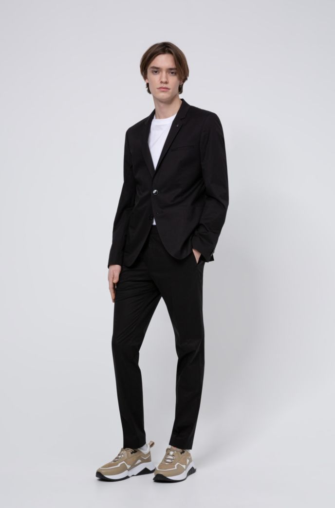 Extra-slim-fit stretch-cotton jacket with lapel pin