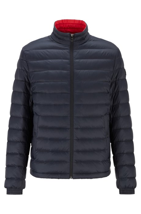 Packable down jacket in lightweight water-repellent fabric, Dark Blue