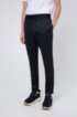 Tapered-fit trousers in check-print stretch jersey, Dark Blue