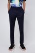 Slim-fit trousers in micro-patterned virgin wool, Dark Blue