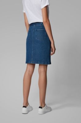 Regular-fit miniskirt in mid-blue 