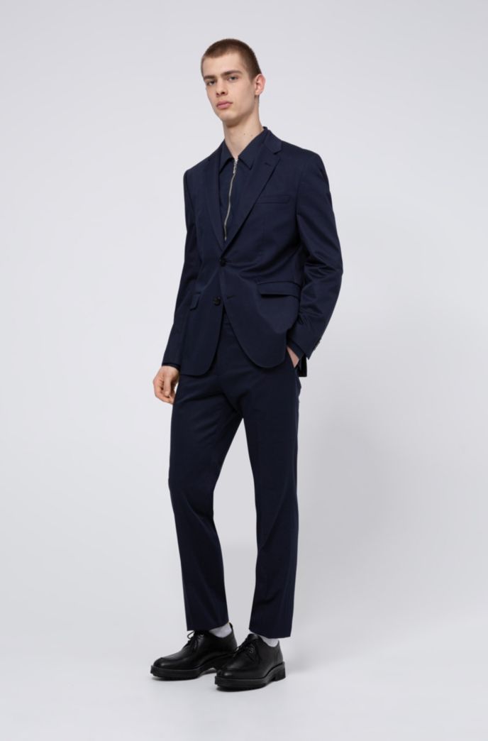 Regular-fit suit in stretch-cotton satin