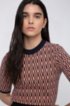 Short-sleeved sweater with knitted geometric pattern, Patterned