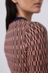 Short-sleeved sweater with knitted geometric pattern, Patterned
