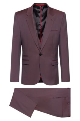 Extra-slim-fit three-piece suit in virgin wool, Pink