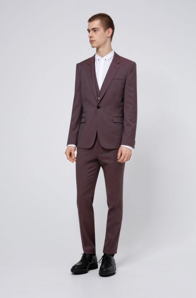 Extra-slim-fit three-piece suit in virgin wool