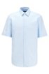 Regular-fit shirt in structured cotton with short sleeves, Light Blue