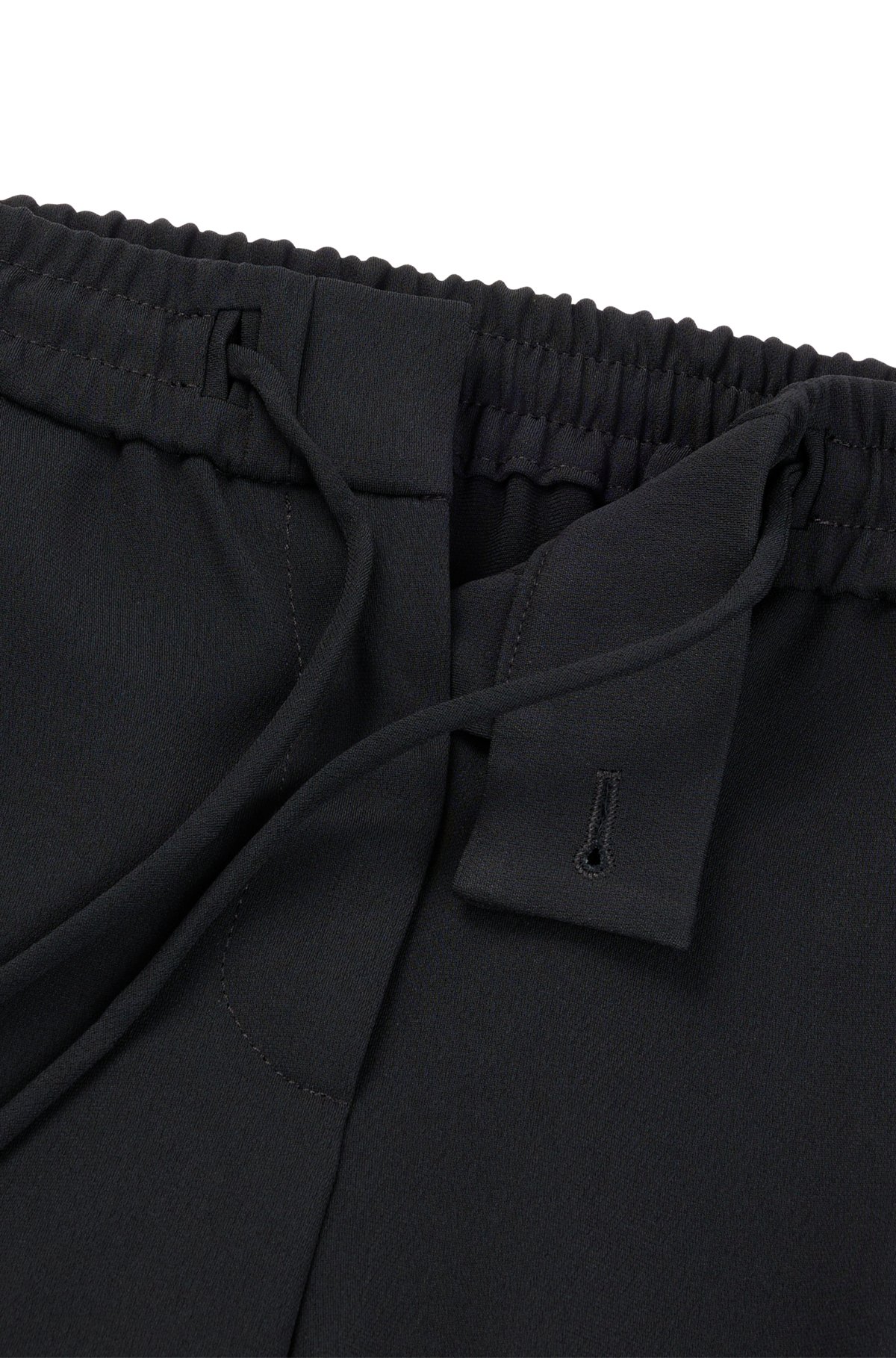Regular-fit trousers in Japanese crepe with drawcord waist, Black