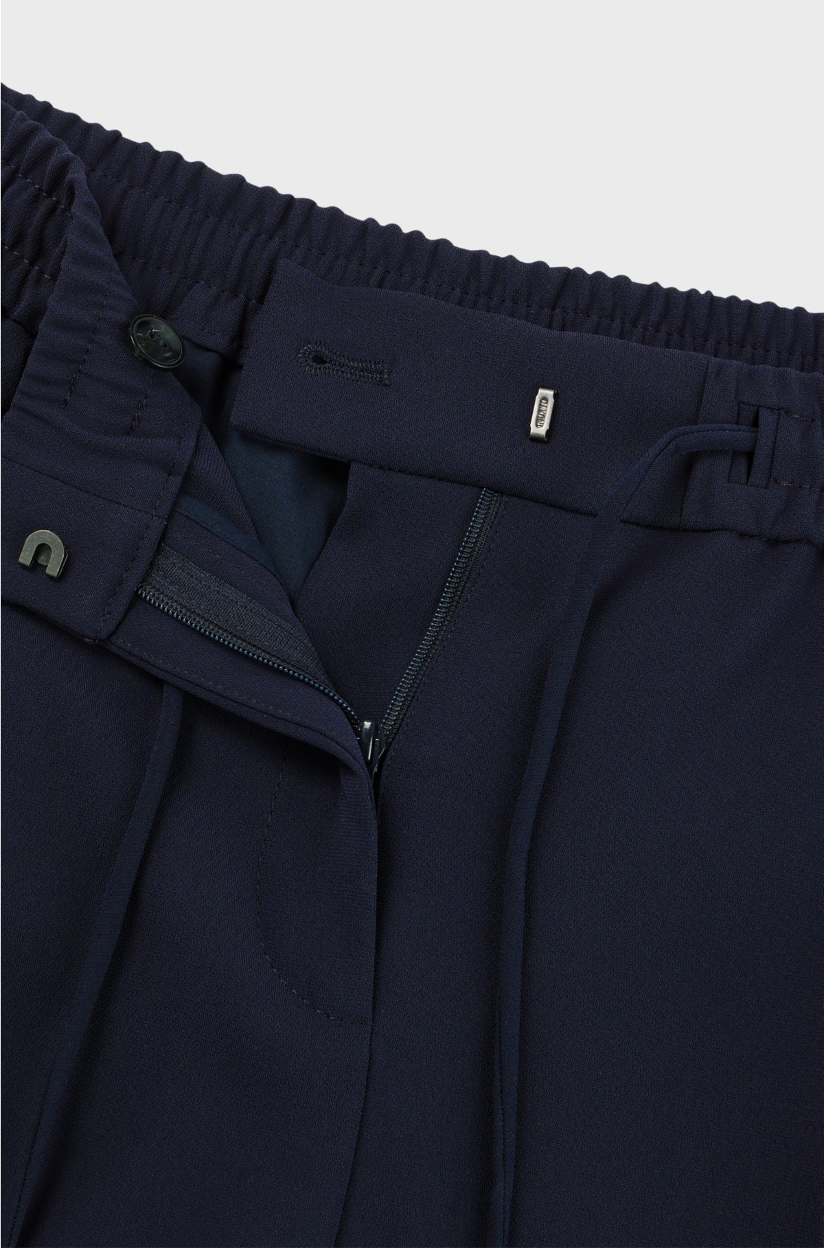Regular-fit drawstring trousers in crease-resistant Japanese crepe, Dark Blue