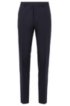 Slim-fit trousers in micro-patterned virgin wool, Dark Blue