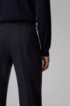 Slim-fit trousers in micro-patterned virgin wool, Dark Blue