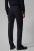 Slim-fit trousers in micro-patterned virgin wool, Dark Blue