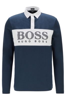 hugo boss long sleeve polo grey