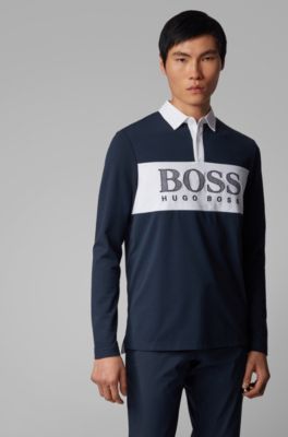 grey long sleeve hugo boss polo