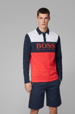 hugo boss red long sleeve polo