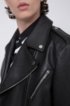 Slim-fit biker jacket in heavyweight nappa leather, Black