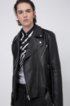 Slim-fit biker jacket in heavyweight nappa leather, Black