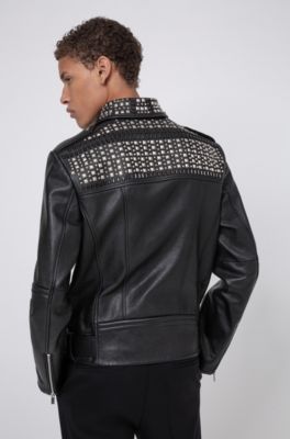 mens boss leather jacket